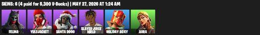 [PC/XBOX] | 6 skins | 600 V-bucks | Felina | Yulejacket | Santa Dogg | Slayer Juice WRLD | Holiday Boxy | Aura | The Destroyer's Destroyer | Full Access