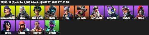 [PC/XBOX] | 14 skins | Sub Commander | Havoc | Trailblazer | Zenith | Lynx | Calamity | Sgt. Winter | DJ Yonder | Powder | The Ace | Astra | Fable | Full Access