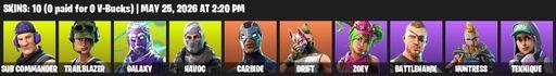 [PC] | 10 skins | Galaxy | Sub Commander | Trailblazer | Havoc | Carbide | Drift | Zoey | Battlehawk | Huntress | Teknique | Stellar Axe | Rift Edge | Full Access