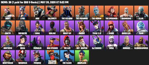 [PC/PSN/XBOX] | 36 skins | Reaper Axe | Drift | Lynx | Dire | Calamity | The Ice King | The Prisoner | The Origin | The Imagined | Ragnarok | A.I.M. | Full Access