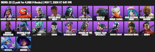 [PC/PSN/XBOX] | 22 skins | Raven Team Syd | Hero Baymax | Cassidy Quinn | Slayer Juice WRLD | Skull Commander | The Night Rose | Godzilla Evolved | Full Access