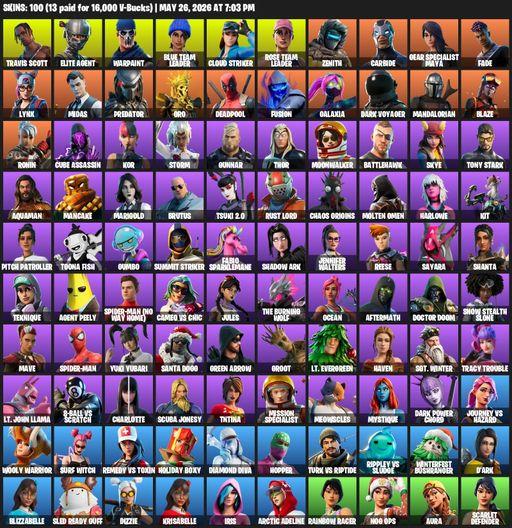 [PC/XBOX] | 100 skins | Take The L | OG STW | Travis Scott | Elite Agent | Warpaint | Blue Team Leader | Cloud Striker | Rose Team Leader | Zenith | Full Access