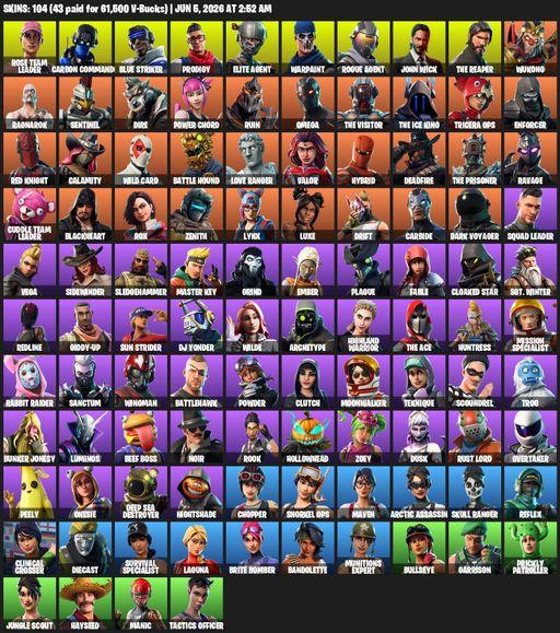 [PC/XBOX] | 104 skins | Take The L | OG STW | The Reaper | Elite Agent | Omega | Reaper Axe | Rose Team Leader | Carbon Commando | Blue Striker | Full Access