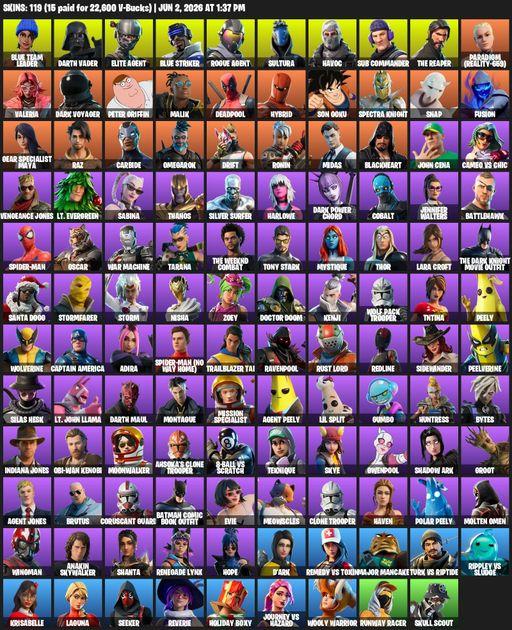 [PC/PSN/XBOX] | 119 skins | Take The L | The Reaper | Elite Agent | Lara Croft | Blue Team Leader | Darth Vader | Blue Striker | Rogue Agent | Sultura | Full Access