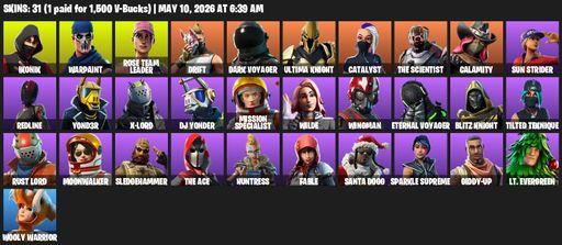 [PC/XBOX] | 31 skins | Take The L | OG STW | IKONIK | Warpaint | Rose Team Leader | Drift | Dark Voyager | Ultima Knight | Catalyst | The Scientist | Full Access
