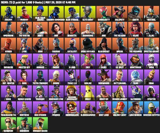 [PC/PSN/XBOX] | 73 skins | Take The L | Elite Agent | Omega | Trilogy | Prodigy | Blue Team Leader | Carbon Commando | Blue Striker | Singularity | Full Access