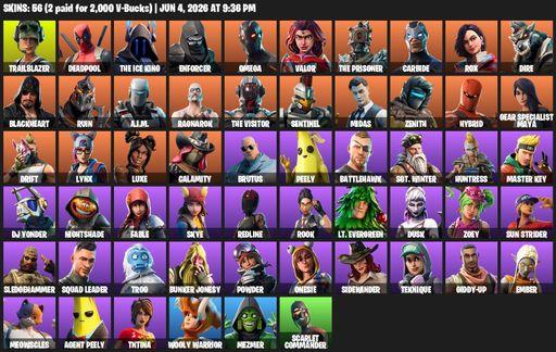 [PC/PSN/XBOX] | 56 skins | Omega | Trailblazer | Deadpool | The Ice King | Enforcer | Valor | The Prisoner | Carbide | Rox | Dire | Blackheart | Ruin | Full Access