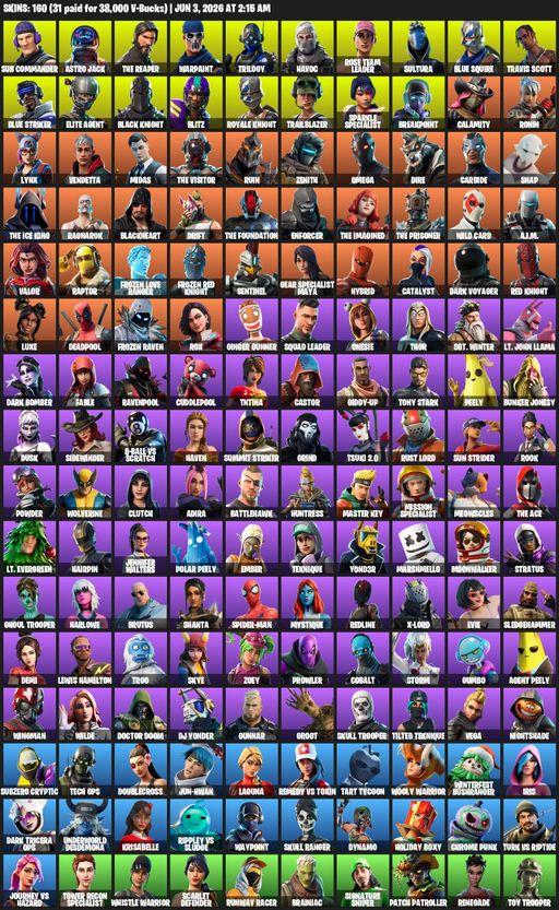 [PC/XBOX] | 160 skins | 750 V-bucks | Floss | Take The L | OG STW | Black Knight | Travis Scott | Sparkle Specialist | Royale Knight | The Reaper | Full Access