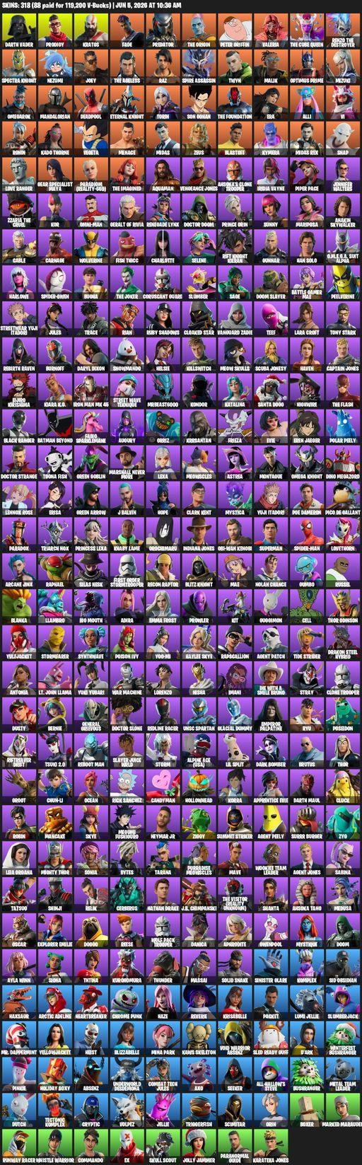 [PC/XBOX] | 318 skins | Lara Croft | Darth Vader | Prodigy | Kratos | Fade | Predator | The Origin | Peter Griffin | Valeria | The Cube Queen | Full Access