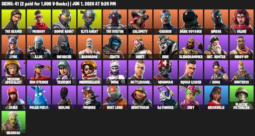 [PC/XBOX] | 41 skins | Take The L | The Reaper | Elite Agent | Omega | Prodigy | Rogue Agent | The Visitor | Calamity | Carbide | Dark Voyager | Valor | Full Access