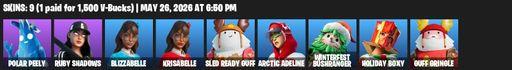 [PC/XBOX] | 9 skins | Polar Peely | Ruby Shadows | Blizzabelle | Krisabelle | Sled Ready Guff | Arctic Adeline | Winterfest Bushranger | Holiday Boxy | Full Access
