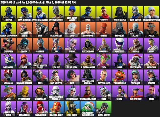 [PC/XBOX] | 67 skins | Floss | Royale Knight | Blue Squire | Trilogy | Blue Striker | Point Patroller | Blue Team Leader | Fixer | Prodigy | Full Access