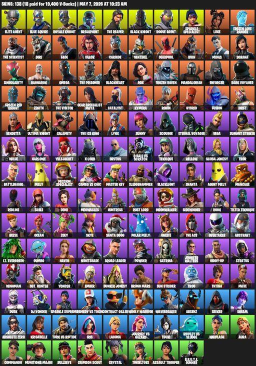[PC/PSN/XBOX] | 138 skins | Take The L | Floss | Black Knight | Sparkle Specialist | Royale Knight | The Reaper | Elite Agent | Blue Squire | Omega | Full Access