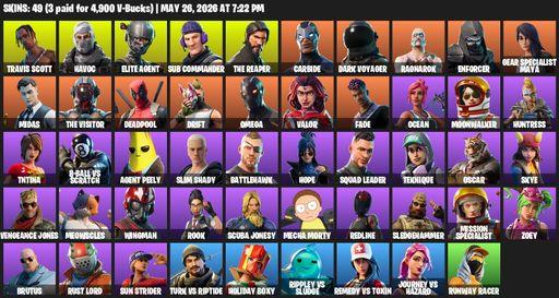 [PC/PSN] | 49 skins | Take The L | Travis Scott | The Reaper | Elite Agent | Omega | Havoc | Sub Commander | Carbide | Dark Voyager | Ragnarok | Full Access