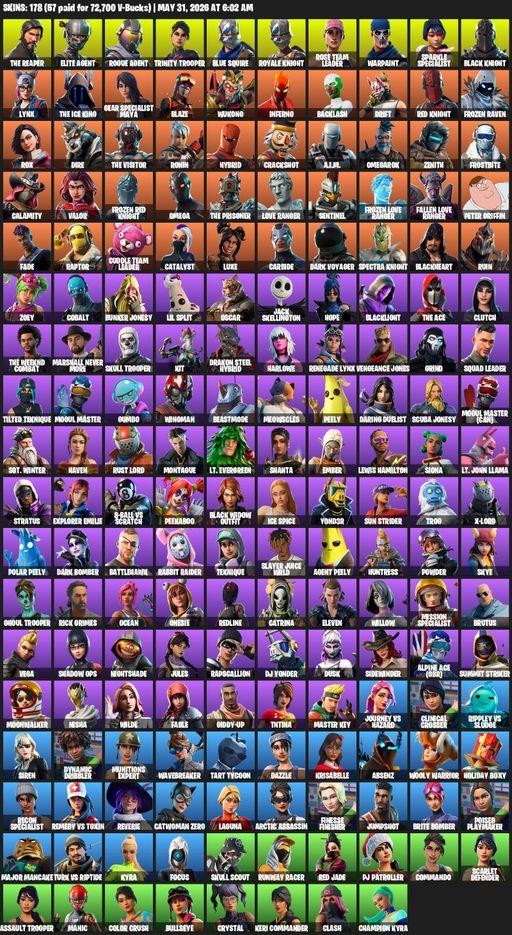 [PC/PSN/XBOX] | 178 skins | 850 V-bucks | Take The L | Floss | OG STW | Black Knight | Sparkle Specialist | Royale Knight | The Reaper | Elite Agent | Full Access