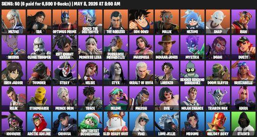 [PC/PSN/XBOX] | 50 skins | Mizuki | Era | Optimus Prime | Renzo the Destroyer | The Ageless | Son Goku | Malik | Nezumi | Snap | Rian | Beerus | Full Access