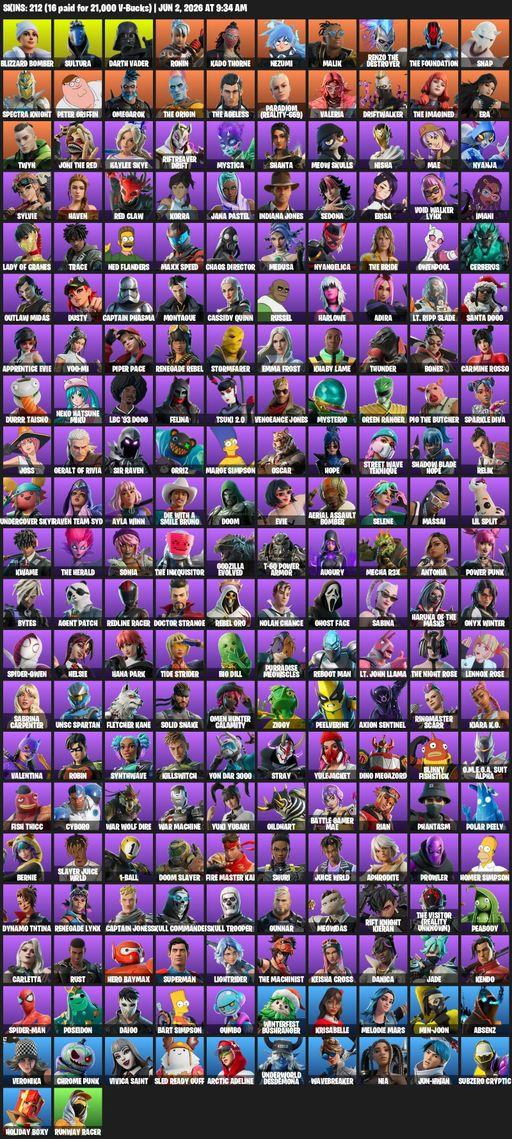[PC/XBOX] | 212 skins | Blizzard Bomber | Sultura | Darth Vader | Ronin | Kado Thorne | Nezumi | Malik | Renzo the Destroyer | The Foundation | Snap | Full Access