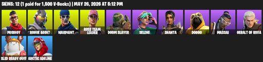 [PC/XBOX] | 12 skins | OG STW | Prodigy | Rogue Agent | Warpaint | Rose Team Leader | Doom Slayer | Selene | Shanta | Doggo | Massai | Geralt of Rivia | Full Access