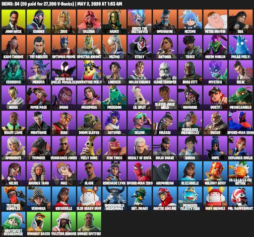 [PC/PSN/XBOX] | 84 skins | John Wick | Xander | Zeus | Valeria | Hades | Renzo the Destroyer | Omegarok | Nezumi | Peter Griffin | Era | Kado Thorne | Full Access