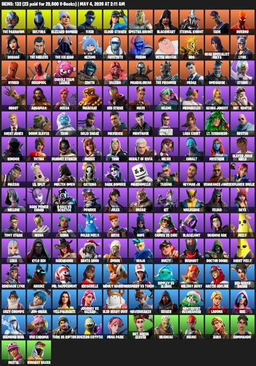 [PC/XBOX] | 132 skins | 550 V-bucks | Merry Mint Axe | Lara Croft | The Paradigm | Sultura | Blizzard Bomber | Fixer | Cloud Striker | Spectra Knight | Full Access