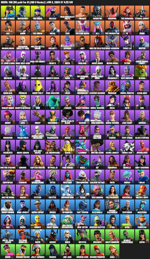 [PC/XBOX] | 168 skins | Leviathan Axe | Lara Croft | Cloud Striker | Breakpoint | Neo Versa | Galaxia | Gear Specialist Maya | Menace | Predator | Full Access