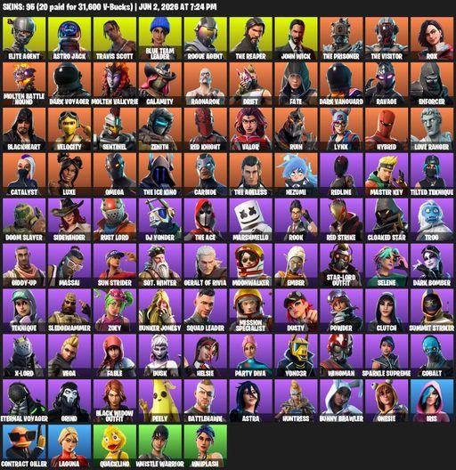 [PC/XBOX] | 95 skins | Take The L | Travis Scott | The Reaper | Elite Agent | Omega | Astro Jack | Blue Team Leader | Rogue Agent | John Wick | Full Access