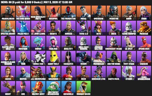 [PC/PSN/XBOX] | 56 skins | Mandalorian | The Cube Queen | Gear Specialist Maya | Deadpool | The Foundation | Midas | Omegarok | Predator | Ronin | Full Access