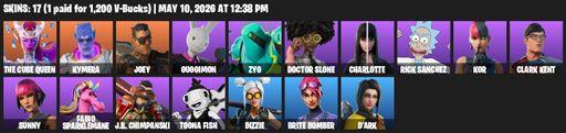 [PC/PSN/XBOX] | 17 skins | The Cube Queen | Kymera | Joey | Guggimon | Zyg | Doctor Slone | Charlotte | Rick Sanchez | Kor | Clark Kent | Sunny | Full Access