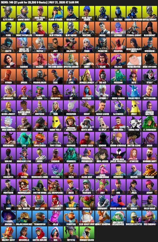 [PC/XBOX] | 146 skins | Take The L | OG STW | Royale Knight | Elite Agent | Blue Squire | Omega | Rogue Agent | Rose Team Leader | Cloud Striker | Full Access