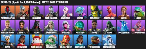 [PC/PSN/XBOX] | 28 skins | The Foundation | Ronin | Boba Fett | War Machine | Gwenpool | Gumbo | Peelverine | Spider-Man | Haven | Lizzik | Full Access
