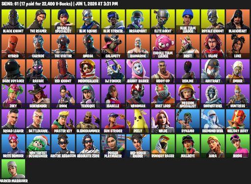 [PC/XBOX] | 61 skins | Leviathan Axe | Floss | Take The L | Black Knight | Sparkle Specialist | Royale Knight | The Reaper | Elite Agent | Blue Squire | Full Access