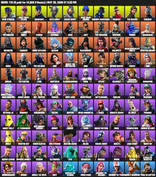 [PC/XBOX] | 110 skins | 2700 V-bucks | Take The L | OG STW | The Reaper | Elite Agent | Omega | Lara Croft | Blue Striker | Rose Team Leader | Full Access