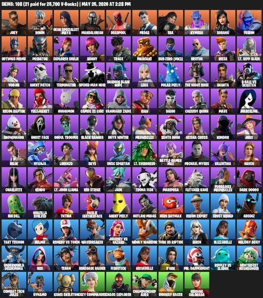 [PC/XBOX] | 108 skins | Leviathan Axe | Renegade Raider | Joey | Ronin | Gear Specialist Maya | Mandalorian | Deadpool | Midas | Era | Kymera | Sorana | Full Access