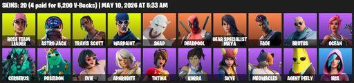 [PC/PSN] | 20 skins | 650 V-bucks | OG STW | Travis Scott | Rose Team Leader | Astro Jack | Warpaint | Snap | Deadpool | Gear Specialist Maya | Fade | Full Access