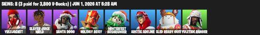 [PC/XBOX] | 8 skins | Yulejacket | Slayer Juice WRLD | Santa Dogg | Holiday Boxy | Winterfest Bushranger | Arctic Adeline | Sled Ready Guff | Full Access