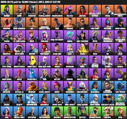 [PC/PSN/XBOX] | 90 skins | 550 V-bucks | Lara Croft | Xander | Ronin | Predator | Eternal Knight | Mandalorian | Galaxia | Joltara | Kymera | Midas | Full Access