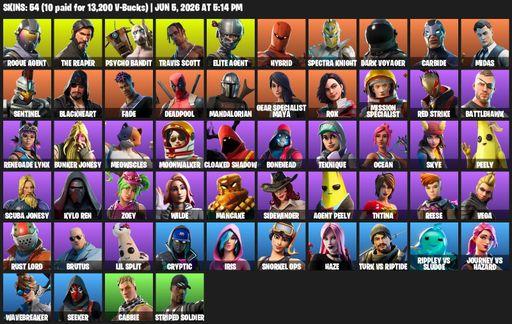 [PC/PSN] | 54 skins | 550 V-bucks | Take The L | Travis Scott | The Reaper | Elite Agent | Rogue Agent | Psycho Bandit | Hybrid | Spectra Knight | Full Access