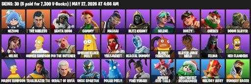 [PC/PSN/XBOX] | 30 skins | Nezumi | The Ageless | Santa Dogg | Cammy | Massai | Blitz Knight | Selene | Dusty | Cheeks | Doom Slayer | Helsie | Full Access