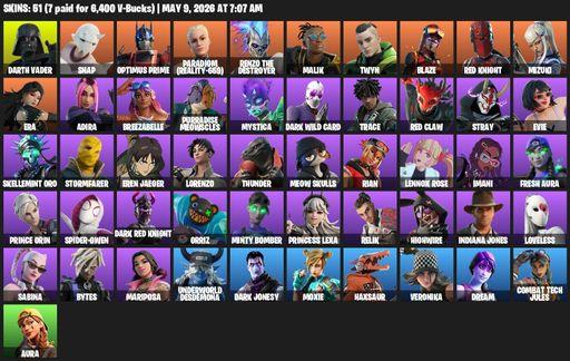 [PC/PSN/XBOX] | 51 skins | Darth Vader | Snap | Optimus Prime | Paradigm (Reality-659) | Renzo the Destroyer | Malik | Twyn | Blaze | Red Knight | Full Access