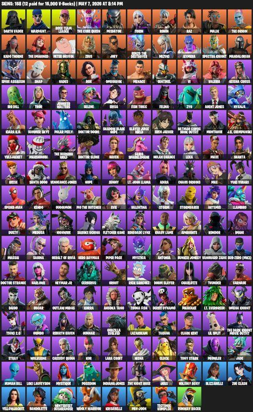 [PC/XBOX] | 158 skins | OG STW | Lara Croft | Reaper Axe | Darth Vader | Warpaint | Rose Team Leader | The Cube Queen | Predator | Torin | Ronin | Raz | Full Access
