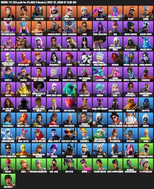 [PC/XBOX] | 111 skins | Leviathan Axe | Lara Croft | Polarity | Raz | Predator | Vi | Wild Card | Torin | Galaxia | Kymera | Blaze | Ronin | Full Access