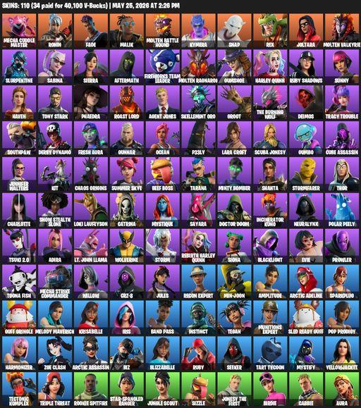 [PC/PSN/XBOX] | 110 skins | Lara Croft | Mecha Cuddle Master | Ronin | Fade | Malik | Molten Battle Hound | Kymera | Snap | Rex | Joltara | Full Access