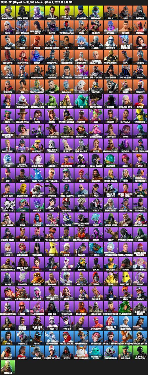 [PC/PSN/XBOX] | 241 skins | 900 V-bucks | OG STW | Galaxy | Lara Croft | Rogue Agent | Darth Vader | John Wick | Rose Team Leader | Warpaint | Full Access