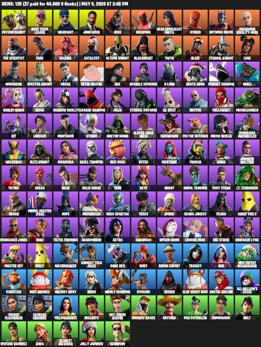 [PC] | 125 skins | OG STW | Reaper Axe | Psycho Bandit | Rose Team Leader | Warpaint | John Wick | Ruin | Deadpool | Gear Specialist Maya | Hybrid | Full Access
