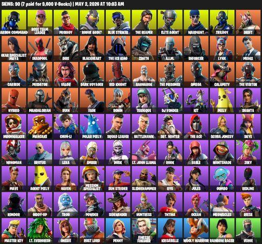 [PC/XBOX] | 90 skins | Take The L | OG STW | The Reaper | Elite Agent | Omega | Carbon Commando | Rose Team Leader | Prodigy | Rogue Agent | Full Access