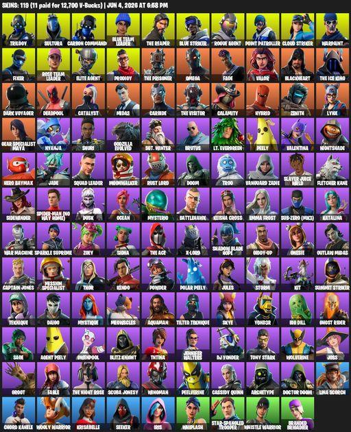 [PC/XBOX] | 119 skins | Take The L | OG STW | The Reaper | Elite Agent | Omega | Trilogy | Sultura | Carbon Commando | Blue Team Leader | Blue Striker | Full Access