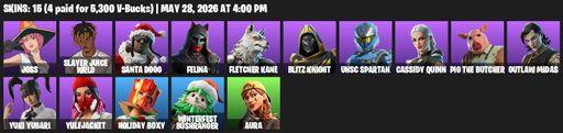 [PC/PSN/XBOX] | 15 skins | Joss | Slayer Juice WRLD | Santa Dogg | Felina | Fletcher Kane | Blitz Knight | UNSC Spartan | Cassidy Quinn | Full Access