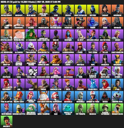 [PC/XBOX] | 91 skins | OG STW | Royale Knight | Blue Squire | Warpaint | Rose Team Leader | Fixer | Trilogy | Point Patroller | Sultura | Sorana | Full Access