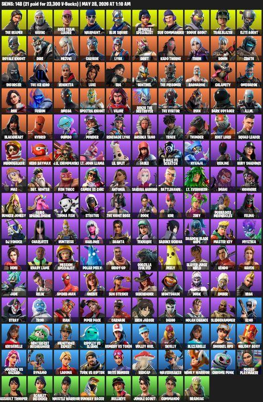 [PC/XBOX] | 148 skins | Floss | Take The L | OG STW | Sparkle Specialist | Royale Knight | The Reaper | Elite Agent | Blue Squire | Omega | Havoc | Full Access