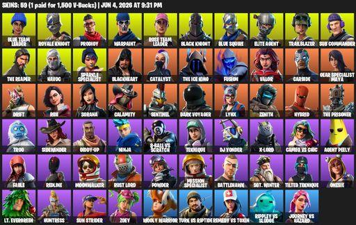 [PC/XBOX] | 59 skins | Floss | Take The L | OG STW | Black Knight | Sparkle Specialist | Royale Knight | The Reaper | Elite Agent | Blue Squire | Full Access